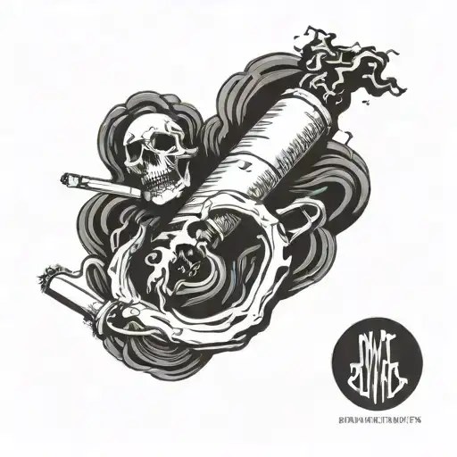 Stuck cigarette, from the place where it is not far go veins, and from the smoke forms an empty loop (like a gallows). tattoo design idea