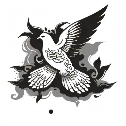dove and baby foot prints tattoo design idea
