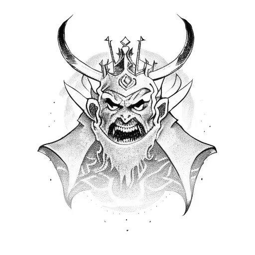 demon king with minions  tattoo design idea