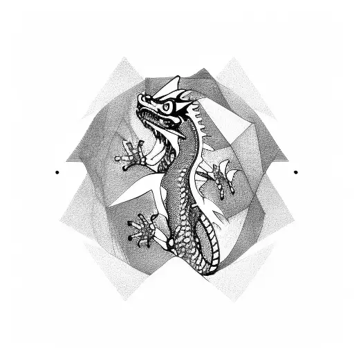 water dragon geometric tattoo design idea