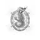 water dragon geometric tattoo design idea