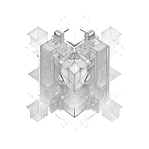 rectangluar cyberware tattoo design idea