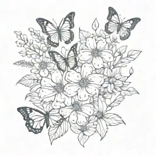 flowers and butterflies spine tattoo  tattoo design idea