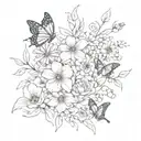 flowers and butterflies spine tattoo  tattoo design idea