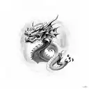 dragon with dice d20 dnd tattoo design idea