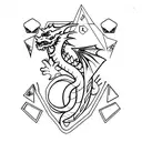 dragon with dice d20 dnd tattoo design idea