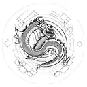 dragon with dice d20 dnd tattoo design idea