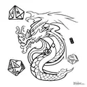 dragon with dice d20 dnd tattoo design idea