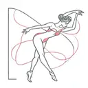 Dancer, Note, Circuit, Bow, Math Symbols, "1939". Black with pink accents, soft lines, small. Meaning:Reflects passions  tattoo design idea