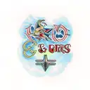 letters j, g and R tattoo design idea