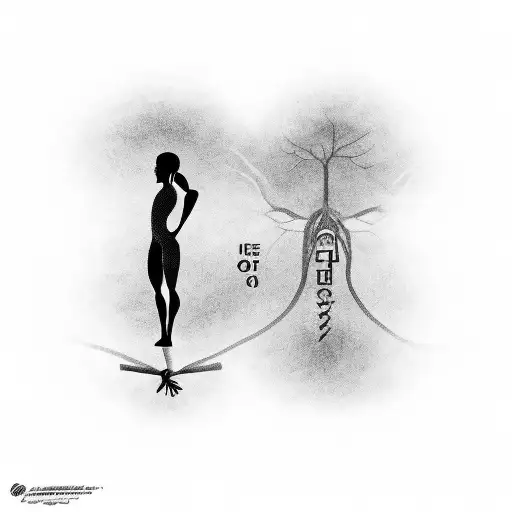 A gymnast silhouette formed by Kpop lyrics in a black-grey style tattoo design idea