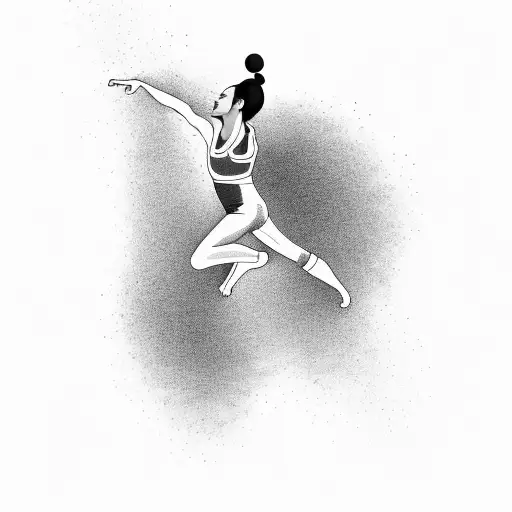 A gymnast silhouette formed by Kpop lyrics in a black-grey style tattoo design idea