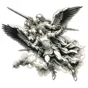 angels descending heaven for war tattoo design idea