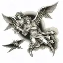 angels descending heaven for war tattoo design idea