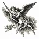 angels descending heaven for war tattoo design idea