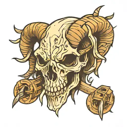 goat skull tattoo design idea