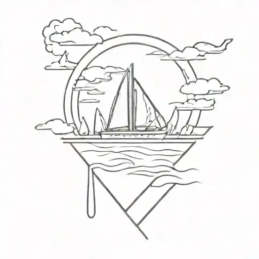 gutair cruise ship beach sunset tattoo design idea