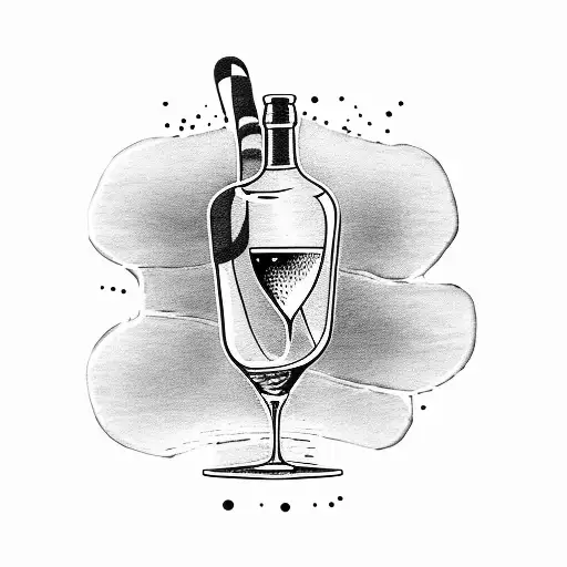wine bottle with label on it tattoo design idea