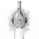 wine bottle with label on it tattoo design idea