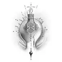 wine bottle with label on it tattoo design idea