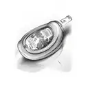 wine bottle with label on it tattoo design idea