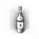 wine bottle with label on it tattoo design idea