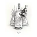 wine bottle with label on it tattoo design idea