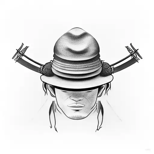 Ronin with samurai sword and straw hat tattoo design idea