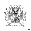 Ronin with samurai sword and straw hat tattoo design idea