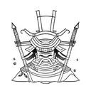 Ronin with samurai sword and straw hat tattoo design idea