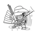 Ronin with samurai sword and straw hat tattoo design idea
