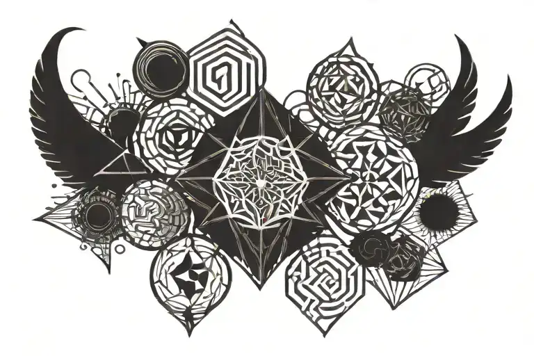 geometric pagan symbols tattoo design idea