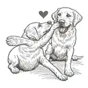 labrador retriever high five and heart tattoo design idea