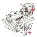 labrador retriever high five and heart tattoo design idea