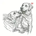 labrador retriever high five and heart tattoo design idea
