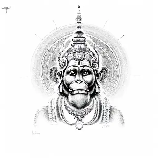 Hanuman In infinity with Hanuman chalisa lines tattoo tattoo design idea