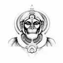 Hanuman In infinity with Hanuman chalisa lines tattoo tattoo design idea