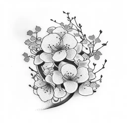 tall Cherry Blossom flower vine tattoo design idea