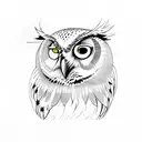 a owl with a red aura and cardinal points tattoo design idea