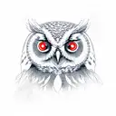 a owl with a red aura and cardinal points tattoo design idea