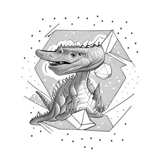 cute fine lines dinasaur  tattoo design idea