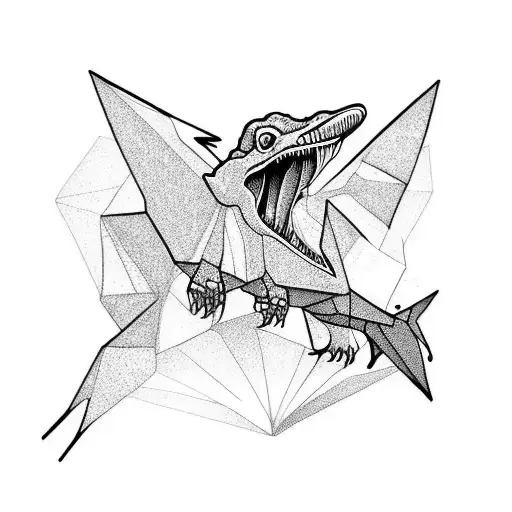 cute lineal pterodactyl tattoo design idea