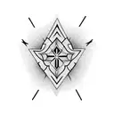 cross middle finger tattoo design idea