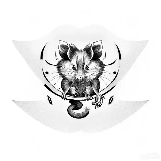 Opossum angry tattoo design idea