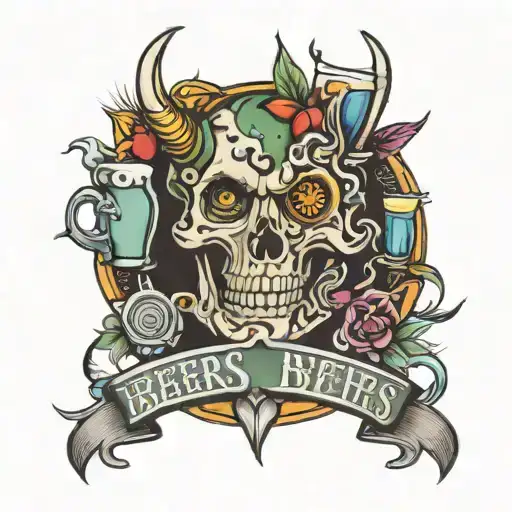 beers bets & bogies tattoo design idea
