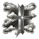 Cross with clouds with rays shining tattoo design idea