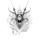 cyber sigilism goth sharp spine tattoo design idea