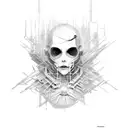 cyber sigilism goth sharp spine tattoo design idea