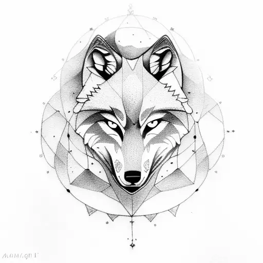 Wolf and moon tattoo design idea