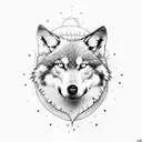 Wolf and moon tattoo design idea